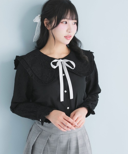DearMyLoveRose(ディアマイラブローズ)の「選べる衿レース重ね上品ブラウス(シャツ/ブラウス・レディース・ホワイト/ピンク/ホワイト系その他/ブラック/ピンク系その他/ブラック系その他・SMALL/MEDIUM/LARGE/LL/3L)」の4枚目の写真