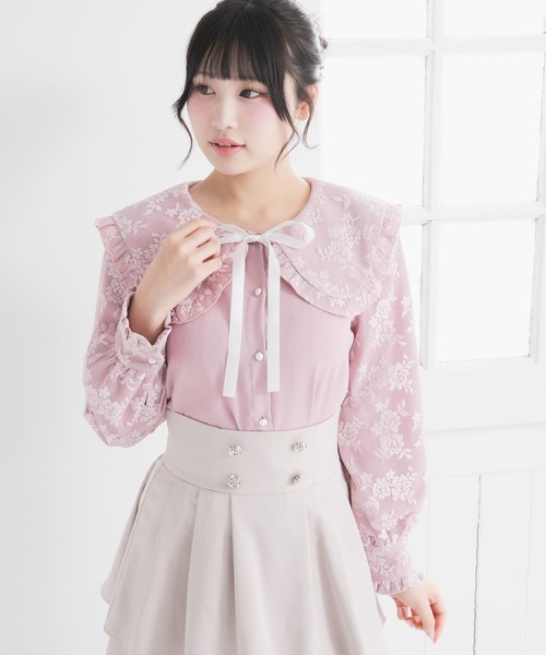 DearMyLoveRose(ディアマイラブローズ)の「選べる衿レース重ね上品ブラウス(シャツ/ブラウス・レディース・ホワイト/ピンク/ホワイト系その他/ブラック/ピンク系その他/ブラック系その他・SMALL/MEDIUM/LARGE/LL/3L)」の6枚目の写真