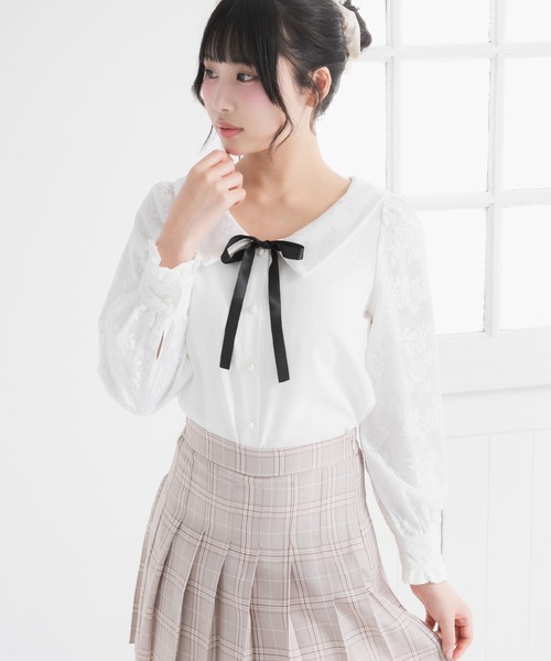 DearMyLoveRose(ディアマイラブローズ)の「選べる衿レース重ね上品ブラウス(シャツ/ブラウス・レディース・ホワイト/ピンク/ホワイト系その他/ブラック/ピンク系その他/ブラック系その他・SMALL/MEDIUM/LARGE/LL/3L)」の1枚目の写真