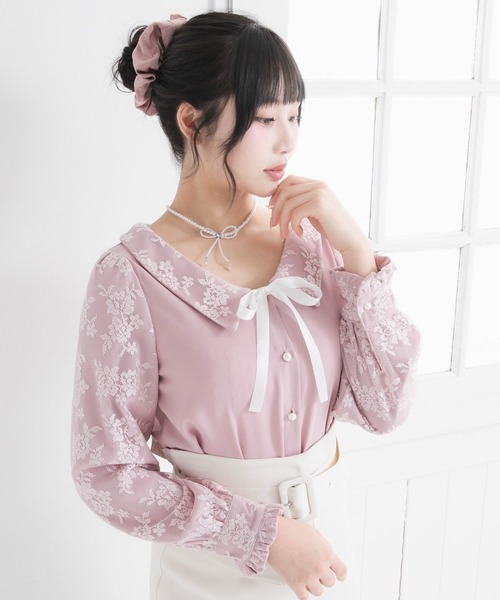 DearMyLoveRose(ディアマイラブローズ)の「選べる衿レース重ね上品ブラウス(シャツ/ブラウス・レディース・ホワイト/ピンク/ホワイト系その他/ブラック/ピンク系その他/ブラック系その他・SMALL/MEDIUM/LARGE/LL/3L)」の5枚目の写真