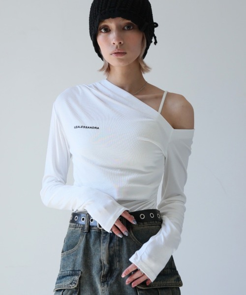 Ulysses(ユリシス)の「ワンショルダーロゴカットソー(Tシャツ/カットソー・レディース・グレー/ブラック/ホワイト・F)」の3枚目の写真