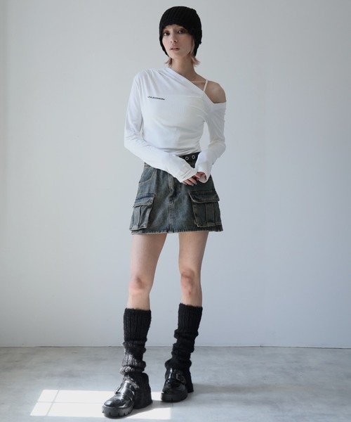 Ulysses(ユリシス)の「ワンショルダーロゴカットソー(Tシャツ/カットソー・レディース・グレー/ブラック/ホワイト・F)」の6枚目の写真