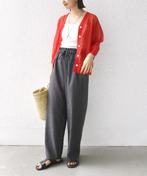 セール】〈手洗い可能〉ラミー混 シアー カーディガン