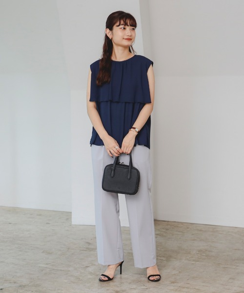 B:MING by BEAMS（ビーミングバイビームス）の「ブラウス × テーパード パンツ（S～L）（スーツセット・レディース・その他1/その他/ブラック・MEDIUM/LARGE/SMALL）」の3枚目の写真