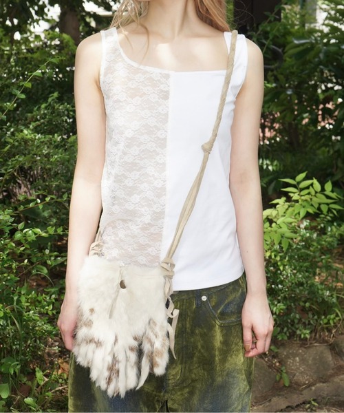 musubore(ムスボレ)の「half lace tank tops / ハーフレースタンクトップ(タンクトップ・レディース・ブラック/ホワイト・FREE)」の13枚目の写真