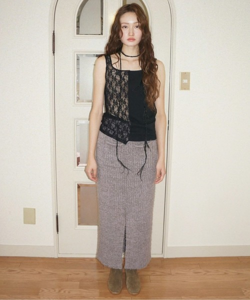 musubore(ムスボレ)の「half lace tank tops / ハーフレースタンクトップ(タンクトップ・レディース・ブラック/ホワイト・FREE)」の19枚目の写真
