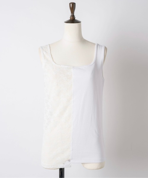 musubore(ムスボレ)の「half lace tank tops / ハーフレースタンクトップ(タンクトップ・レディース・ブラック/ホワイト・FREE)」の8枚目の写真