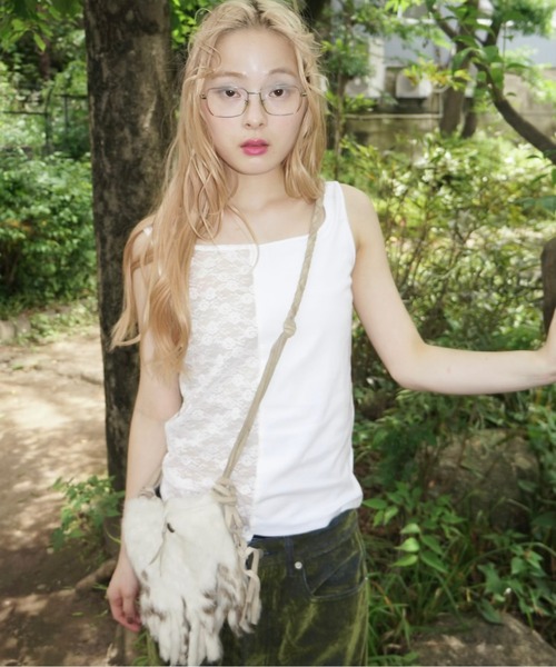 musubore(ムスボレ)の「half lace tank tops / ハーフレースタンクトップ(タンクトップ・レディース・ブラック/ホワイト・FREE)」の14枚目の写真
