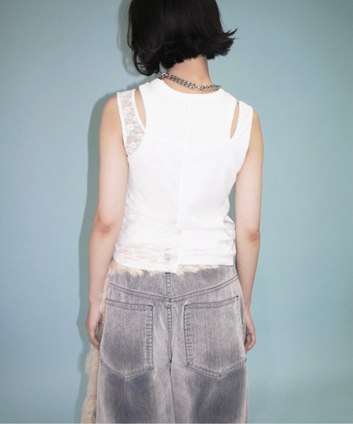 セール】half lace tank tops / ハーフレースタンクトップ