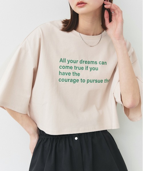 ad thie（アドティエ）の「アソート 箔プリント/ロゴプリント ショート丈Tシャツ（Tシャツ/カットソー・レディース・オフホワイト/チャコール/ブラック/グレー系/ホワイト系/レッド系/ベージュ系/ブラック系/ブルー系・FREE）」の7枚目の写真