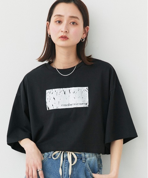 セール】アソート 箔プリント/ロゴプリント ショート丈Tシャツ