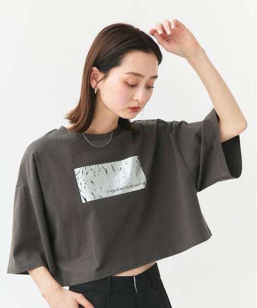 【関税込み】Stone  トープ ロゴプリント フーディ セール】アソート 箔プリント/ロゴプリント ショート丈Tシャツ