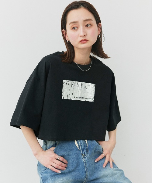 【SALEさん専用】　[SET]箔プリントBIGTシャツ+レイヤードデニム 予約]箔プリントビッグTシャツ/ブラウン – Lumier