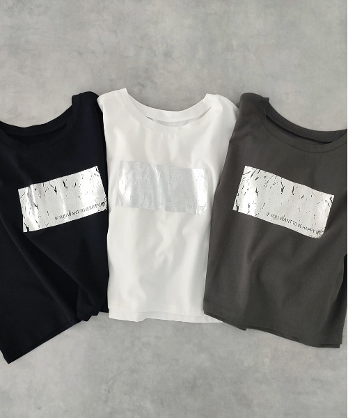 セール】アソート 箔プリント/ロゴプリント ショート丈Tシャツ