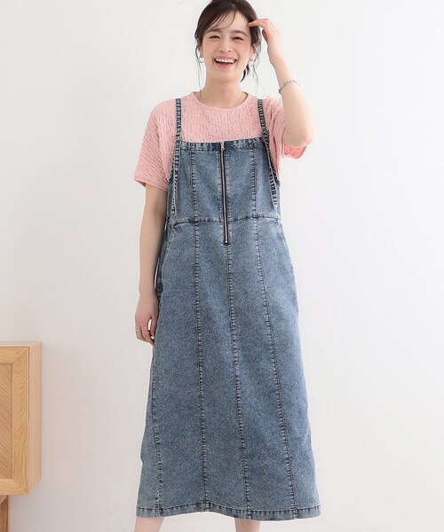 Cutie Blonde（キューティーブロンド）の「【S-LL/セットアップ可】ライトオンスデニム ZIPキャミワンピース（ワンピース・レディース・ライトブルー/ブルー・01/02/03/04）」の2枚目の写真