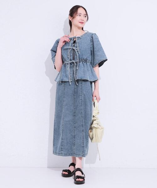 Cutie Blonde（キューティーブロンド）の「【S-LL/セットアップ可】ライトオンスデニム ZIPキャミワンピース（ワンピース・レディース・ライトブルー/ブルー・01/02/03/04）」の4枚目の写真