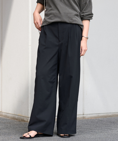 セール】≪WEB限定追加≫ウォッシャブルTWタックワイドパンツ