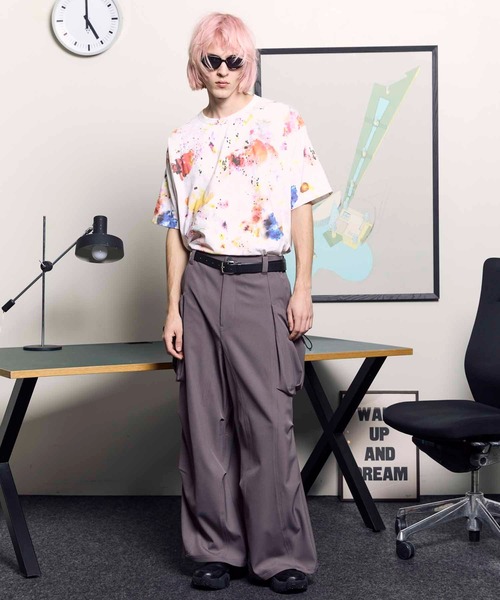 UNISEX》Flower Print Prime-Over Crew Neck T-Shirt/フラワープリント 
