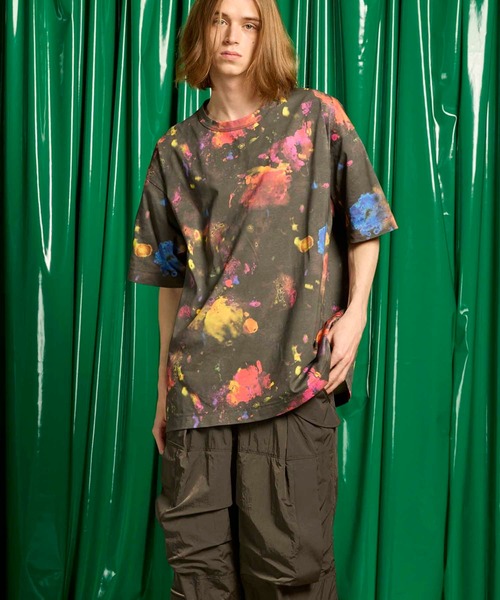 UNISEX》Flower Print Prime-Over Crew Neck T-Shirt/フラワー