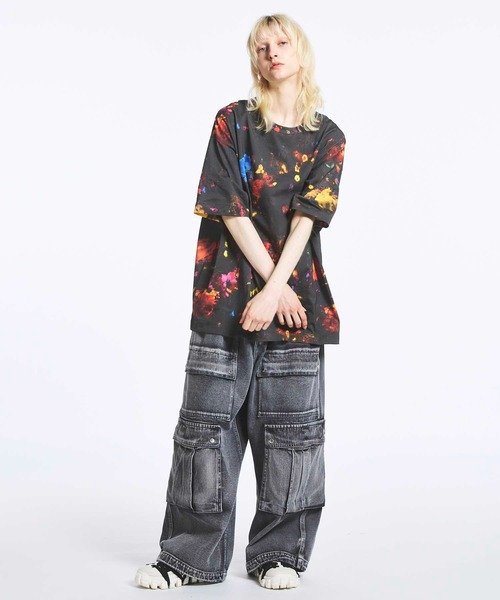 UNISEX》Flower Print Prime-Over Crew Neck T-Shirt/フラワー