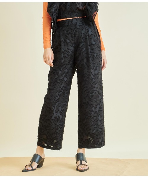 Settimissimo(セッティミッシモ)の「フリンジジャガード ウエストタック ワイド パンツ(その他パンツ・レディース・アイボリー/ブラック・FREE)」の10枚目の写真