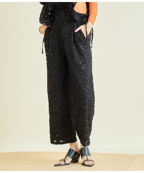 Settimissimo(セッティミッシモ)の「フリンジジャガード ウエストタック ワイド パンツ(その他パンツ・レディース・アイボリー/ブラック・FREE)」の11枚目の写真