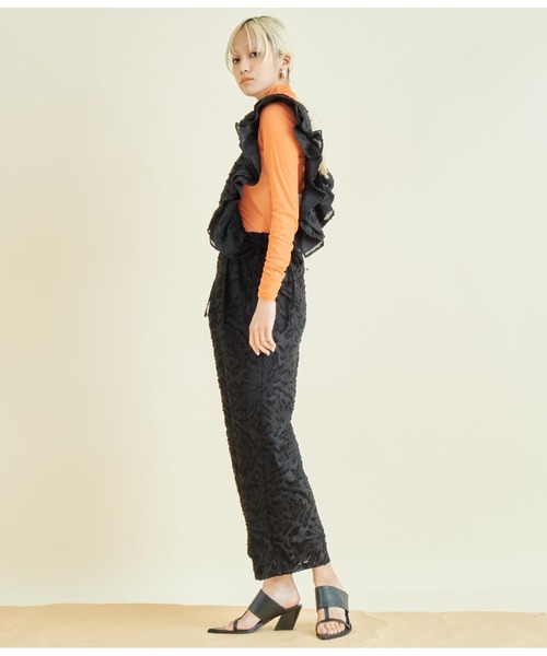 Settimissimo(セッティミッシモ)の「フリンジジャガード ウエストタック ワイド パンツ(その他パンツ・レディース・アイボリー/ブラック・FREE)」の16枚目の写真