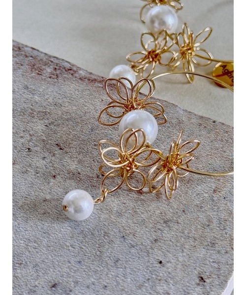 tone(トーン)の「【Agaro】No.452 サージカルステンレス フープピアス フラワー 花(MA)(ピアス(両耳用)・レディース・ゴールド・FREE)」の3枚目の写真