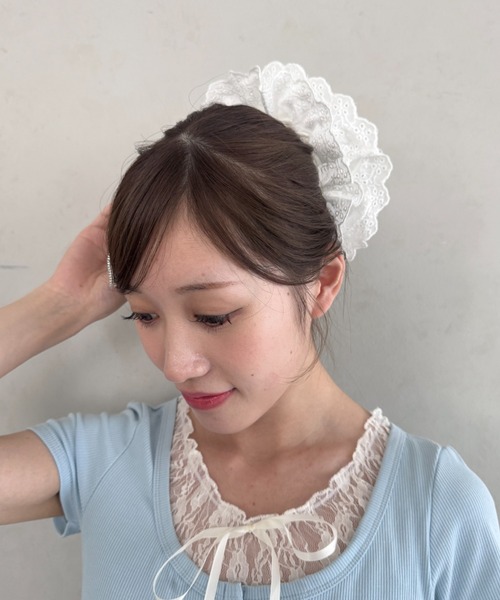 Loueme（ルエム）の「コットンレースボリュームシュシュ（シュシュ・レディース・ブラック/ホワイト・FREE）」の9枚目の写真
