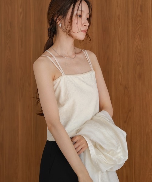 Bab（バブ）の「【S・Mサイズ展開】カップ付キショート丈ジャガードキャミソール（キャミソール・レディース・アイボリー/ブラウン/ブラック・MEDIUM/SMALL）」の15枚目の写真