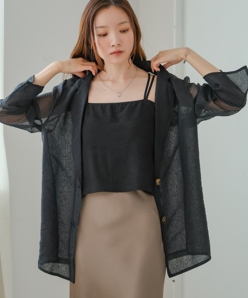 Bab（バブ）の「【S・Mサイズ展開】カップ付キショート丈ジャガードキャミソール（キャミソール・レディース・アイボリー/ブラウン/ブラック・MEDIUM/SMALL）」の18枚目の写真