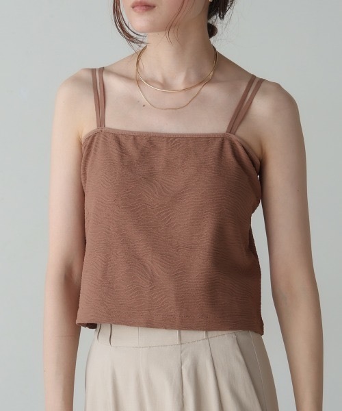 Bab（バブ）の「【S・Mサイズ展開】カップ付キショート丈ジャガードキャミソール（キャミソール・レディース・アイボリー/ブラウン/ブラック・MEDIUM/SMALL）」の10枚目の写真