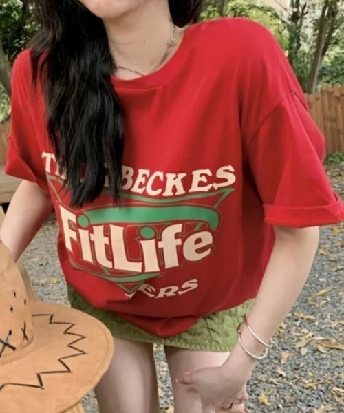 SHEENA(シーナ)の「Fit LifeロゴプリントルーズTシャツ(Tシャツ/カットソー・レディース・ブラック/レッド・M)」の5枚目の写真