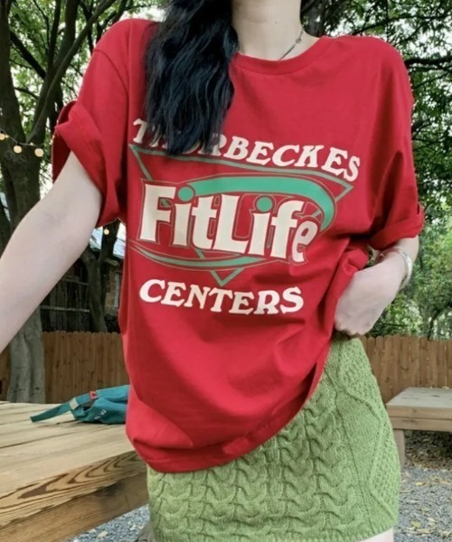 SHEENA(シーナ)の「Fit LifeロゴプリントルーズTシャツ(Tシャツ/カットソー・レディース・ブラック/レッド・M)」の9枚目の写真