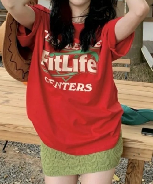SHEENA(シーナ)の「Fit LifeロゴプリントルーズTシャツ(Tシャツ/カットソー・レディース・ブラック/レッド・M)」の10枚目の写真