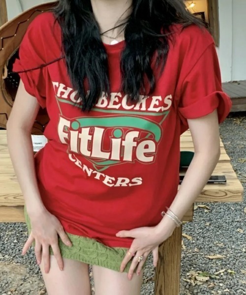 SHEENA(シーナ)の「Fit LifeロゴプリントルーズTシャツ(Tシャツ/カットソー・レディース・ブラック/レッド・M)」の11枚目の写真