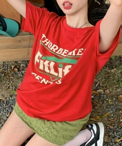 SHEENA(シーナ)の「Fit LifeロゴプリントルーズTシャツ(Tシャツ/カットソー・レディース・ブラック/レッド・M)」の13枚目の写真