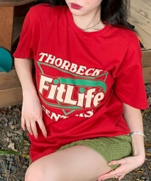 SHEENA(シーナ)の「Fit LifeロゴプリントルーズTシャツ(Tシャツ/カットソー・レディース・ブラック/レッド・M)」の14枚目の写真