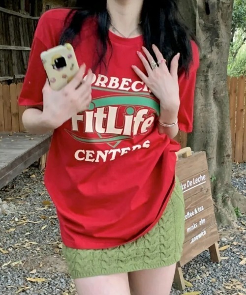 SHEENA(シーナ)の「Fit LifeロゴプリントルーズTシャツ(Tシャツ/カットソー・レディース・ブラック/レッド・M)」の15枚目の写真