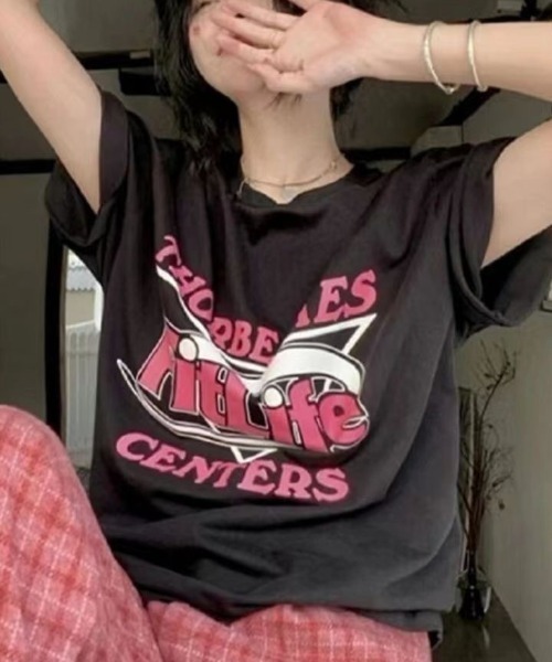SHEENA(シーナ)の「Fit LifeロゴプリントルーズTシャツ(Tシャツ/カットソー・レディース・ブラック/レッド・M)」の19枚目の写真