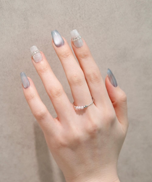 Anail（エーネイル）の「3D水光ネイルストーンシルバーブルーマグネットバレリーナネイルチップ（ネイルシール/ネイルチップ・レディース・ブルー・LARGE/MEDIUM/SMALL）」の12枚目の写真