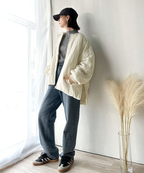 Java（ジャバ）の「《JaVaジャバコラボ》軽やかでこなれ感漂う万能アウター♪サイドファスナーキルティングジャケット（ノーカラージャケット・レディース・カーキブラウン/ブラック/アイボリー/カーキ・LARGE/MEDIUM/SMALL/X-LARGE）」の15枚目の写真