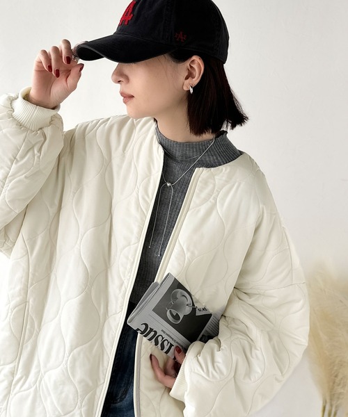 Java（ジャバ）の「《JaVaジャバコラボ》軽やかでこなれ感漂う万能アウター♪サイドファスナーキルティングジャケット（ノーカラージャケット・レディース・カーキブラウン/ブラック/アイボリー/カーキ・LARGE/MEDIUM/SMALL/X-LARGE）」の12枚目の写真