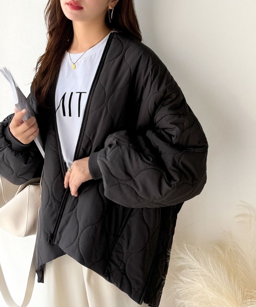 Java（ジャバ）の「《JaVaジャバコラボ》軽やかでこなれ感漂う万能アウター♪サイドファスナーキルティングジャケット（ノーカラージャケット・レディース・カーキブラウン/ブラック/アイボリー/カーキ・LARGE/MEDIUM/SMALL/X-LARGE）」の17枚目の写真