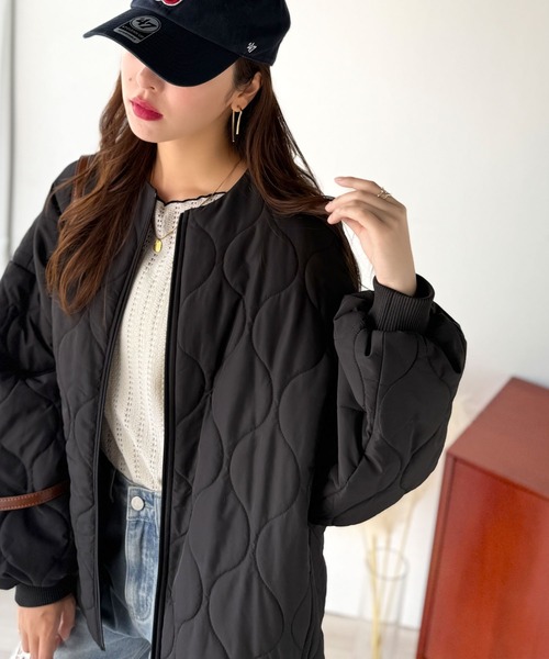 Java（ジャバ）の「《JaVaジャバコラボ》軽やかでこなれ感漂う万能アウター♪サイドファスナーキルティングジャケット（ノーカラージャケット・レディース・カーキブラウン/ブラック/アイボリー/カーキ・LARGE/MEDIUM/SMALL/X-LARGE）」の19枚目の写真
