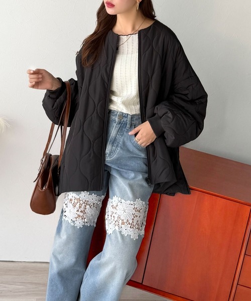 Java（ジャバ）の「《JaVaジャバコラボ》軽やかでこなれ感漂う万能アウター♪サイドファスナーキルティングジャケット（ノーカラージャケット・レディース・カーキブラウン/ブラック/アイボリー/カーキ・LARGE/MEDIUM/SMALL/X-LARGE）」の20枚目の写真