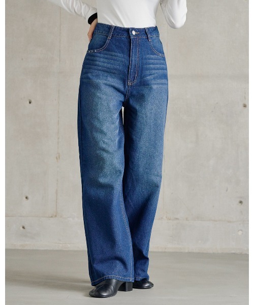 attiree(アティレー)の「【新色ネイビー追加】【S/M/Lサイズ展開】【Blue】ハイウエストワイドストレートデニムパンツ(デニムパンツ・レディース・ブルー/ネイビー・SMALL/MEDIUM/LARGE)」の19枚目の写真