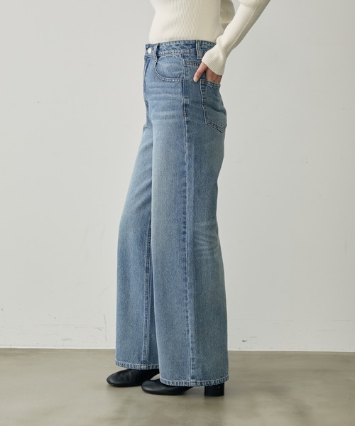 attiree(アティレー)の「【新色ネイビー追加】【S/M/Lサイズ展開】【Blue】ハイウエストワイドストレートデニムパンツ(デニムパンツ・レディース・ブルー/ネイビー・SMALL/MEDIUM/LARGE)」の15枚目の写真