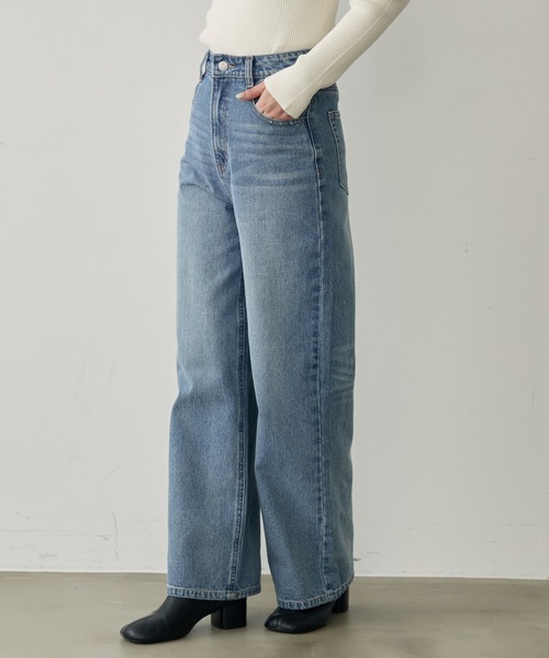 attiree(アティレー)の「【新色ネイビー追加】【S/M/Lサイズ展開】【Blue】ハイウエストワイドストレートデニムパンツ(デニムパンツ・レディース・ブルー/ネイビー・SMALL/MEDIUM/LARGE)」の14枚目の写真