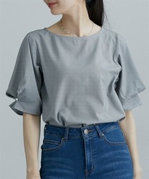 nissen（ニッセン）の「袖パール風ボタン付サッカー素材ブラウス（シャツ/ブラウス）」